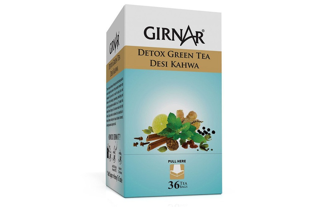 Girnar Detox Green Tea Desi Kahwa Box 36 Pcs Reviews Nutrition 5962